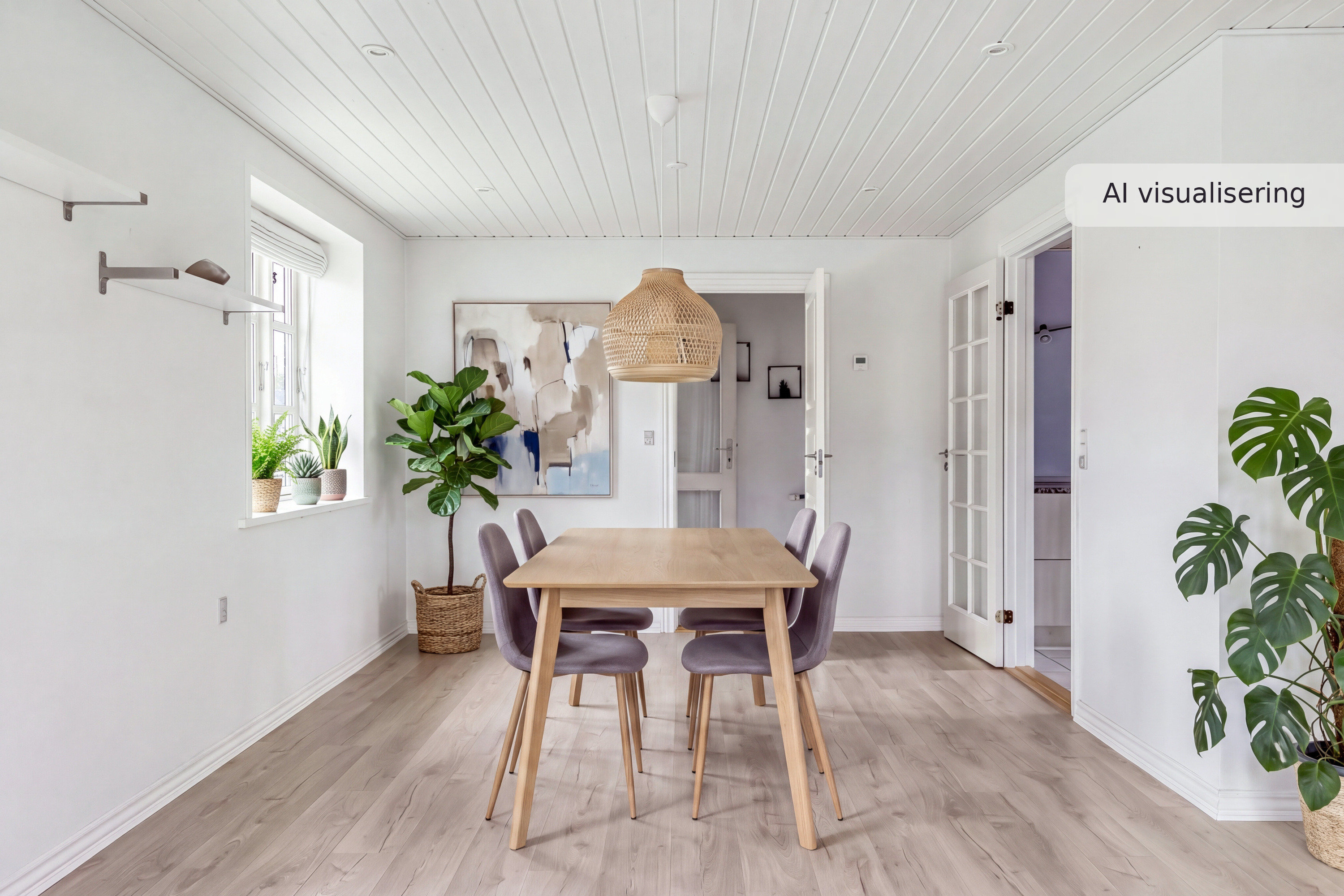 Fremhævet nybolig visual — stue — moderne (visualisering nr. 17111) billede i fuldskærmstilstand. Billede af Nørregade 2, Løgumgårde, 6240 Løgumkloster