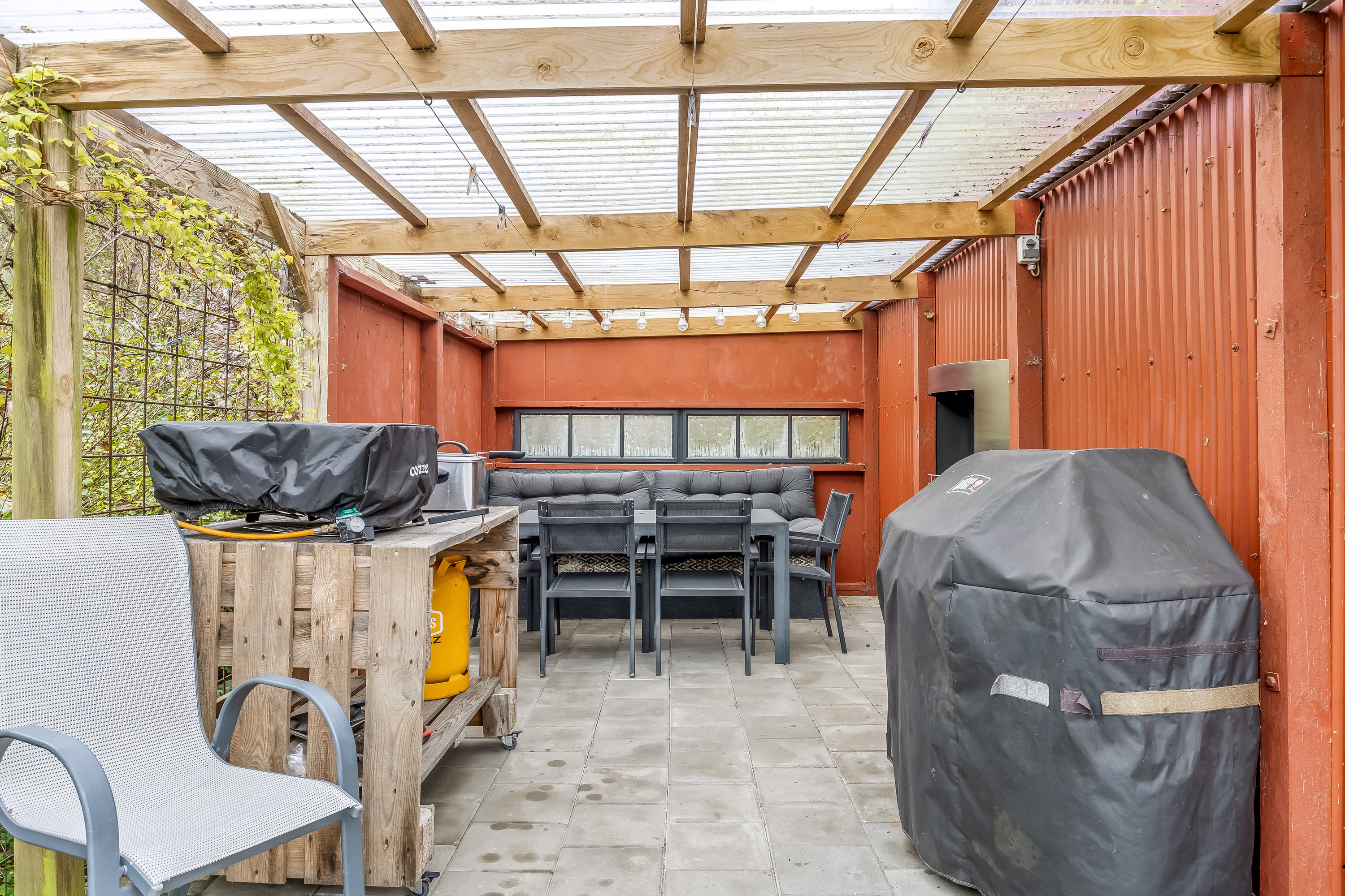 Fremhævet overdækket terrasse billede i fuldskærmstilstand. Billede af Syrenvej 1A, Hjerpsted, 6280 Højer