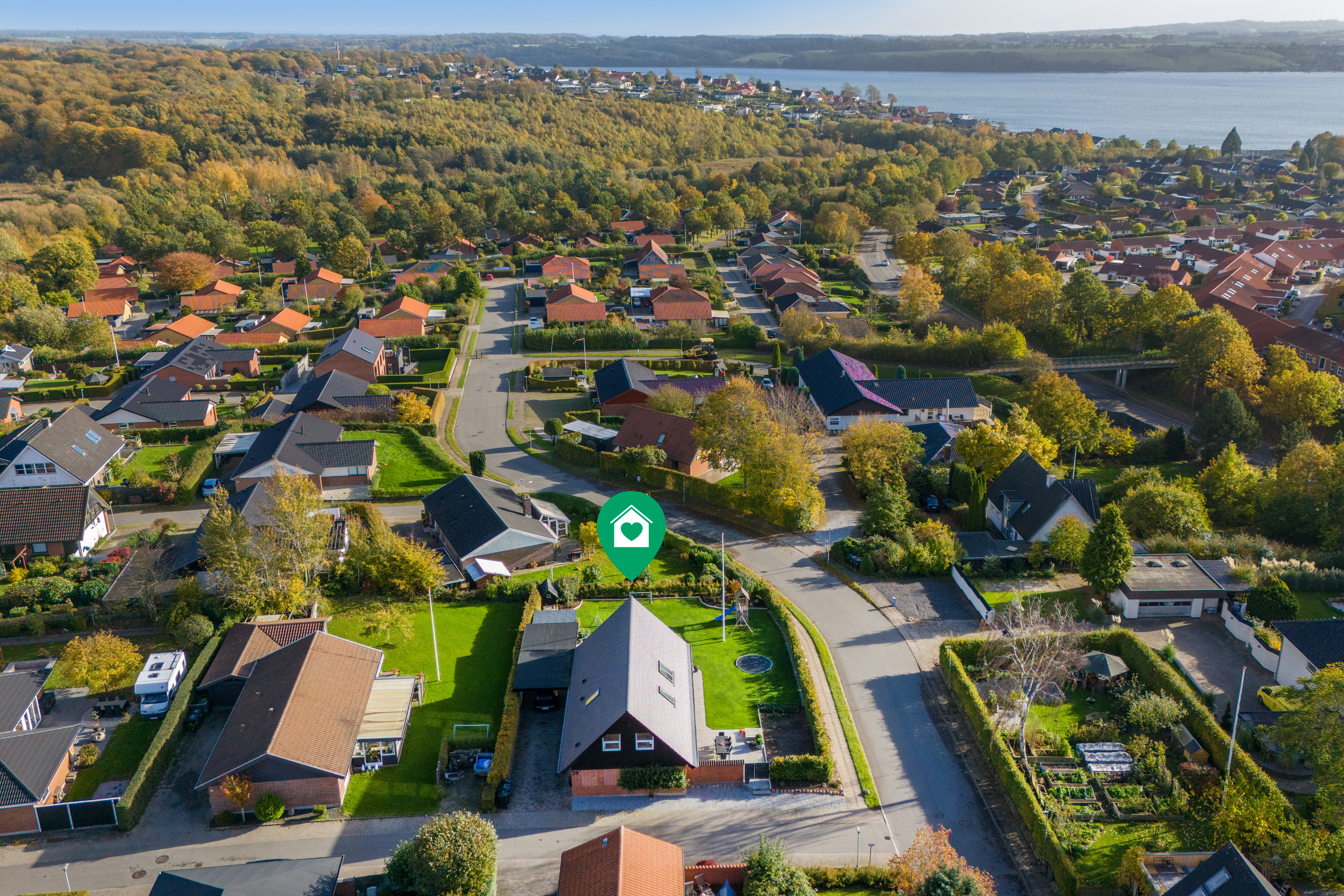 Fremhævet luftfoto billede i fuldskærmstilstand. Billede af Frejasvej 39, 6000 Kolding