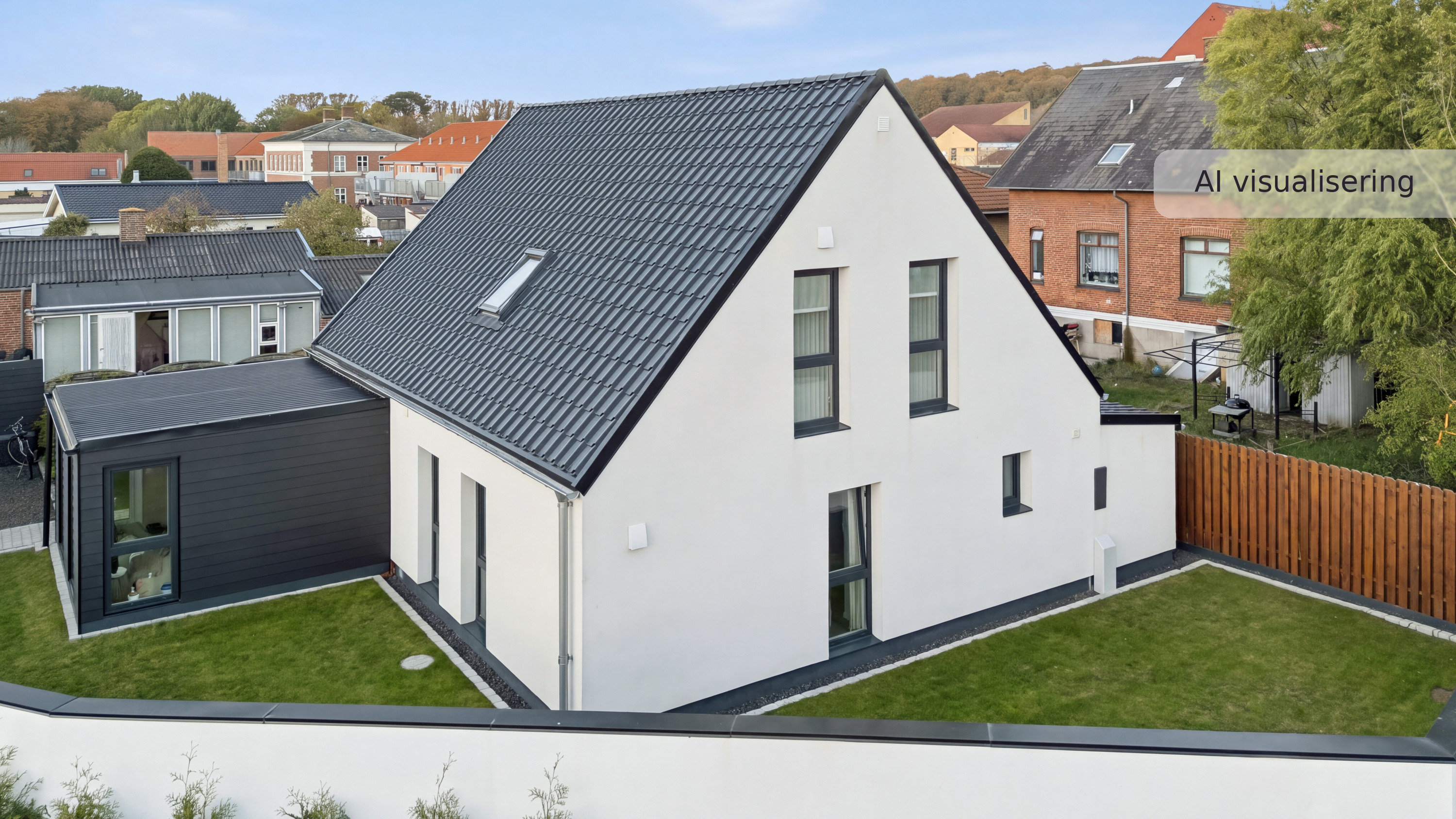 Fremhævet nybolig visual — udendørs — facade (visualisering nr. 18383) billede i fuldskærmstilstand. Billede af Tømmerpladsvej 11, 3300 Frederiksværk