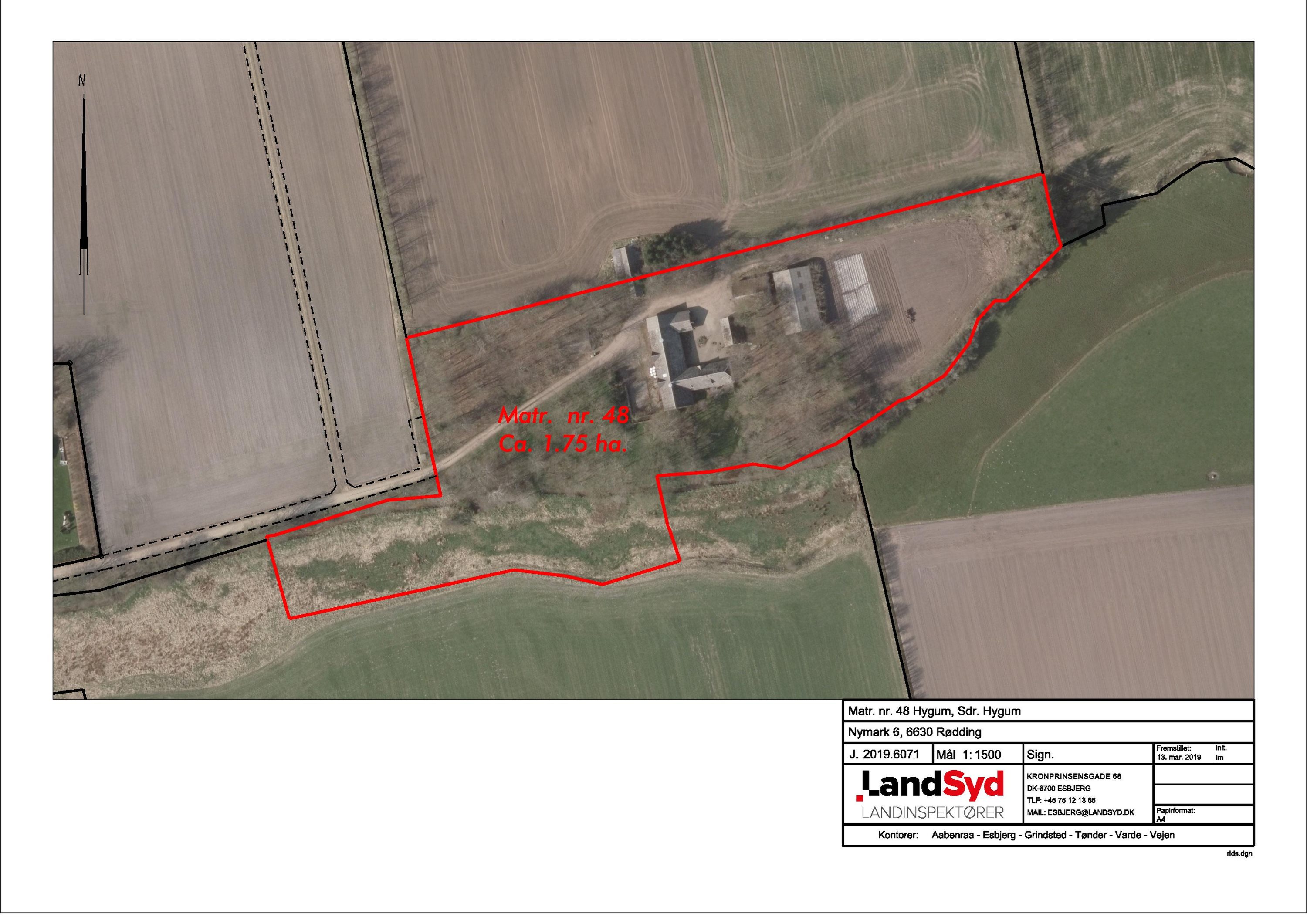 Fremhævet kort billede i fuldskærmstilstand. Billede af Nymark 6, Hygummark, 6630 Rødding