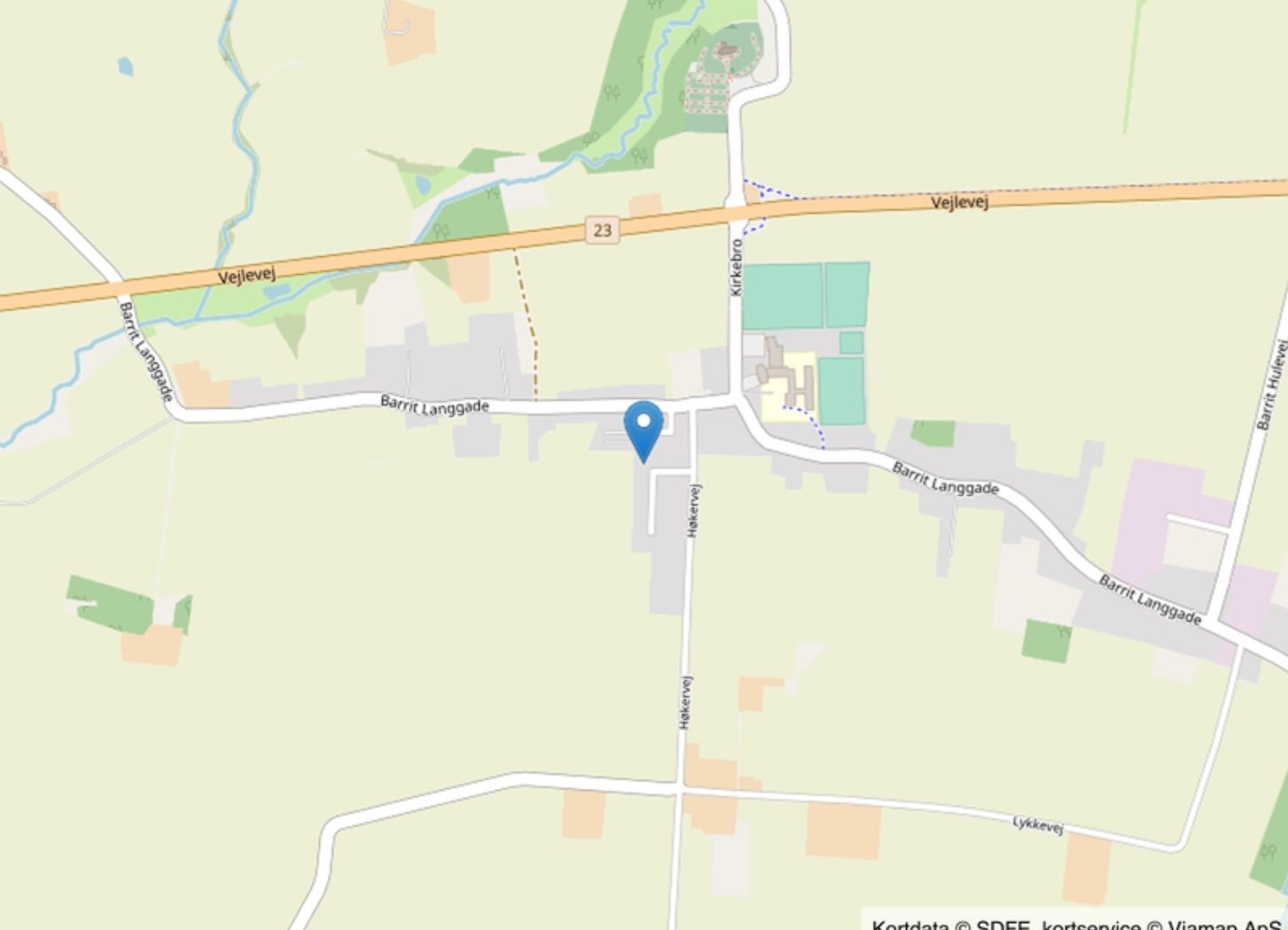 Fremhævet kort billede i fuldskærmstilstand. Billede af Høkervænget 2, 7150 Barrit