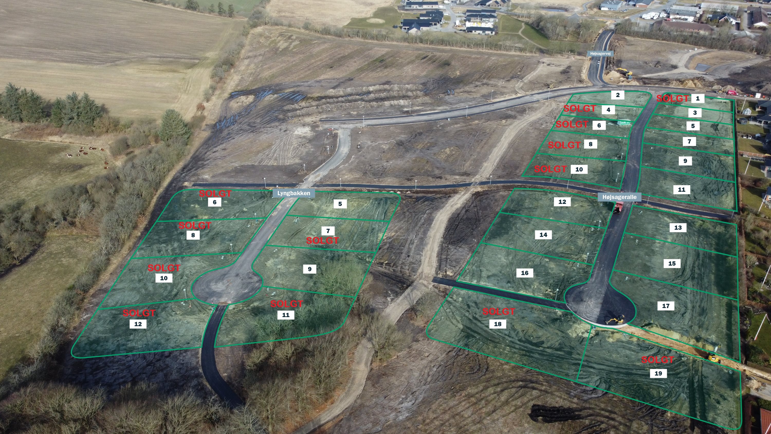 Fremhævet luftfoto billede i fuldskærmstilstand. Billede af Højsageralle 2, 6920 Videbæk