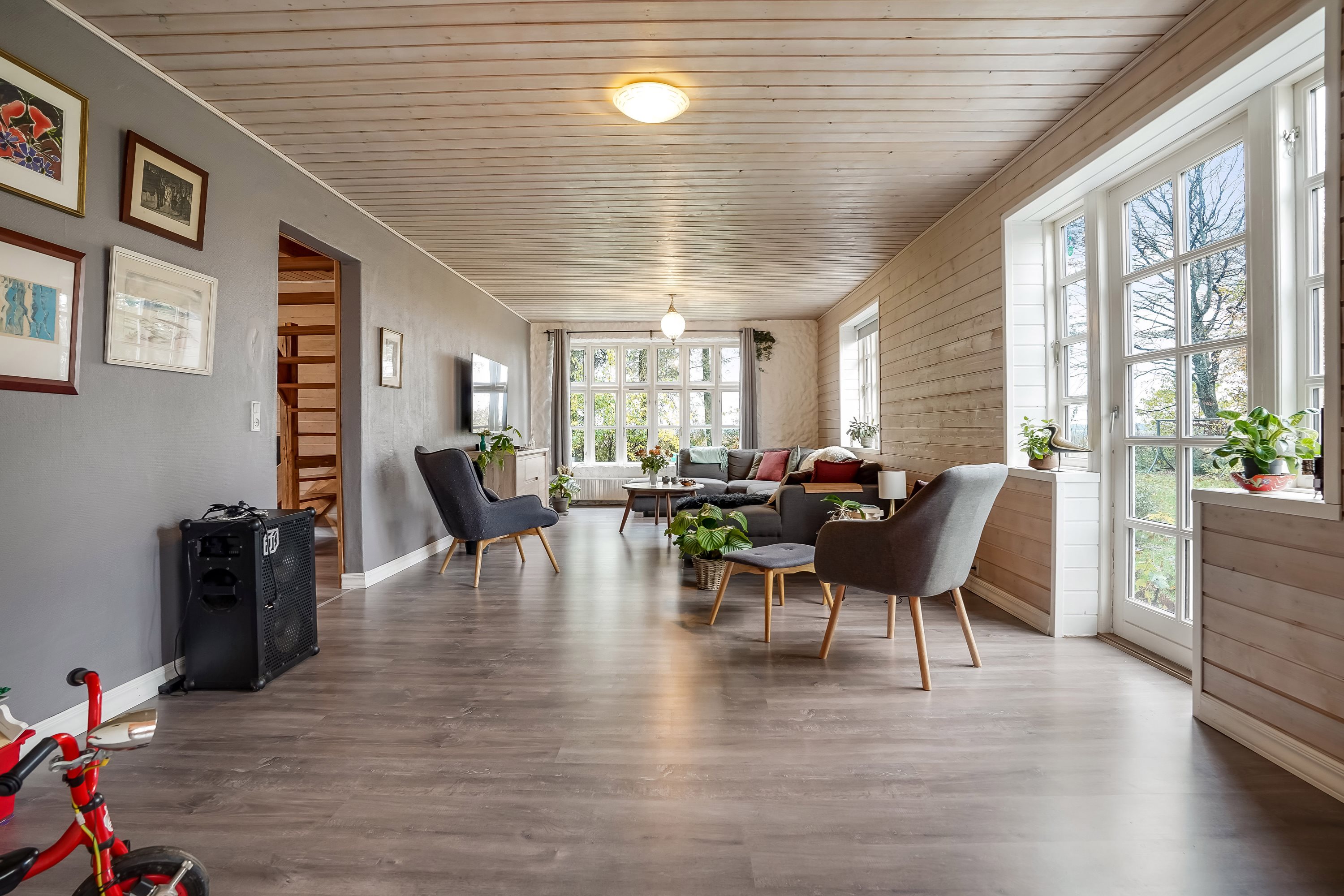 Fremhævet stue billede i fuldskærmstilstand. Billede af Firhøjvej 1, Hammer, 7160 Tørring