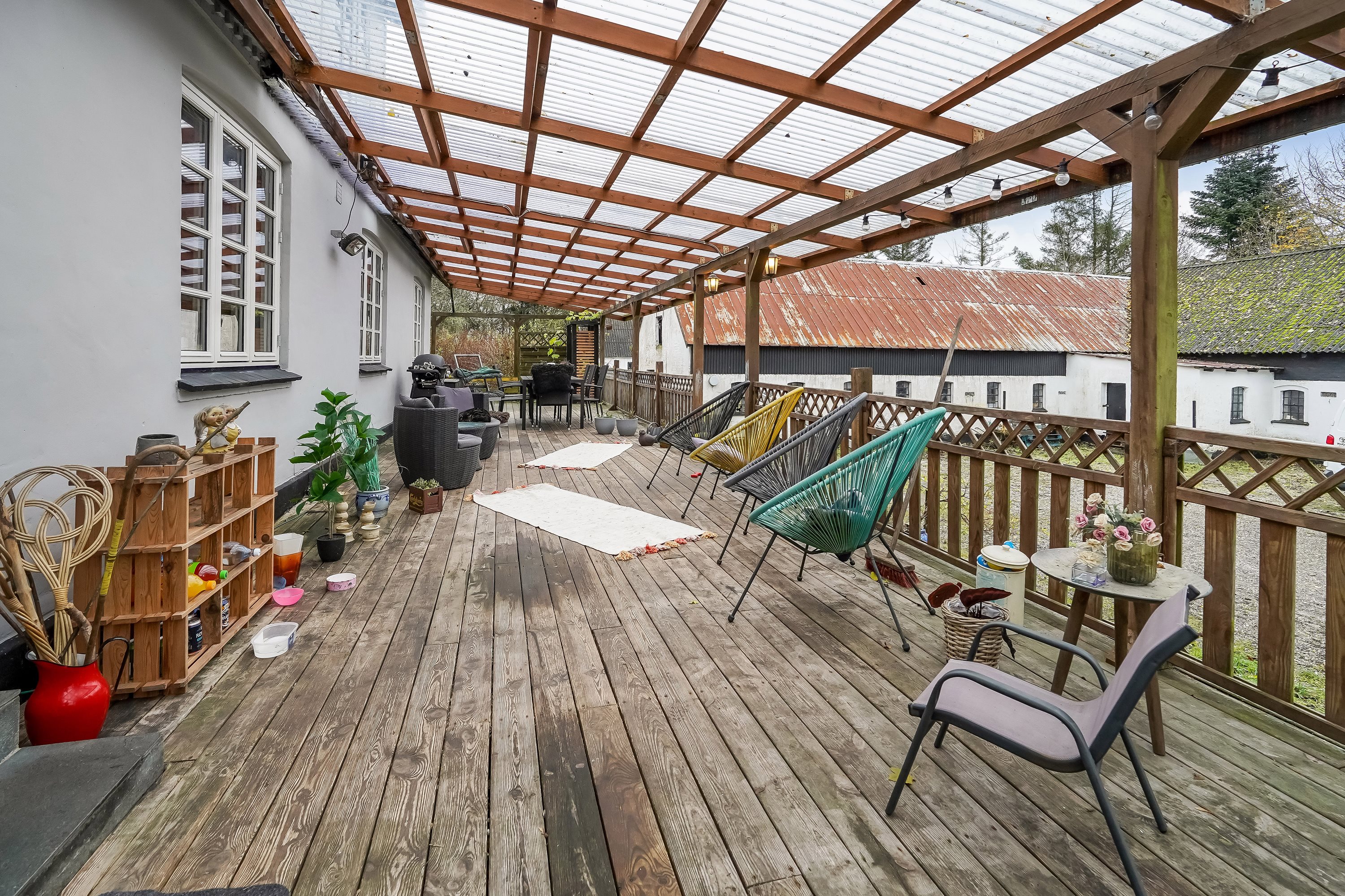 Fremhævet terrasse billede i fuldskærmstilstand. Billede af Firhøjvej 1, Hammer, 7160 Tørring