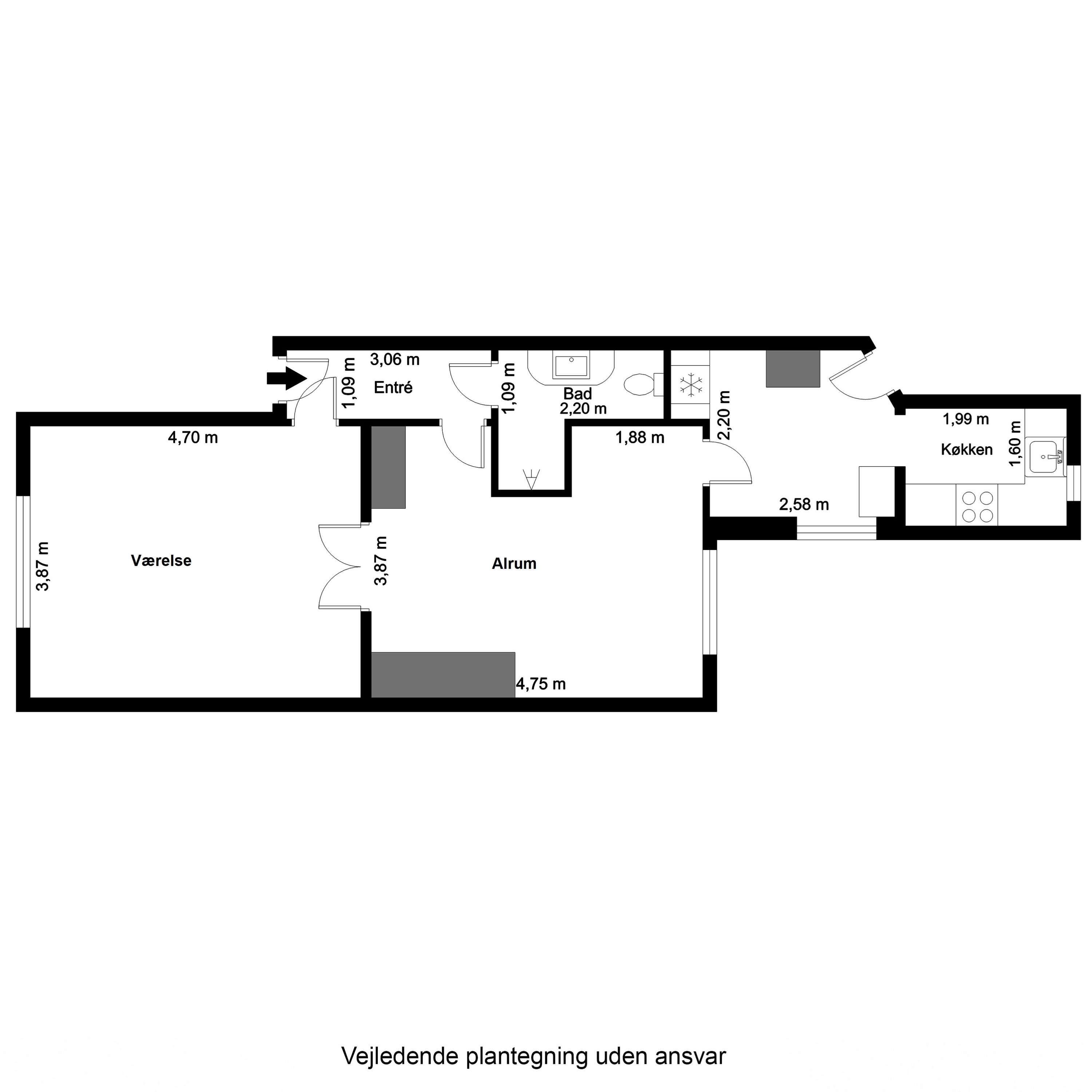 Plantegninger billede af Drewsensvej 64, 1. th., Midtbyen, 8600 Silkeborg