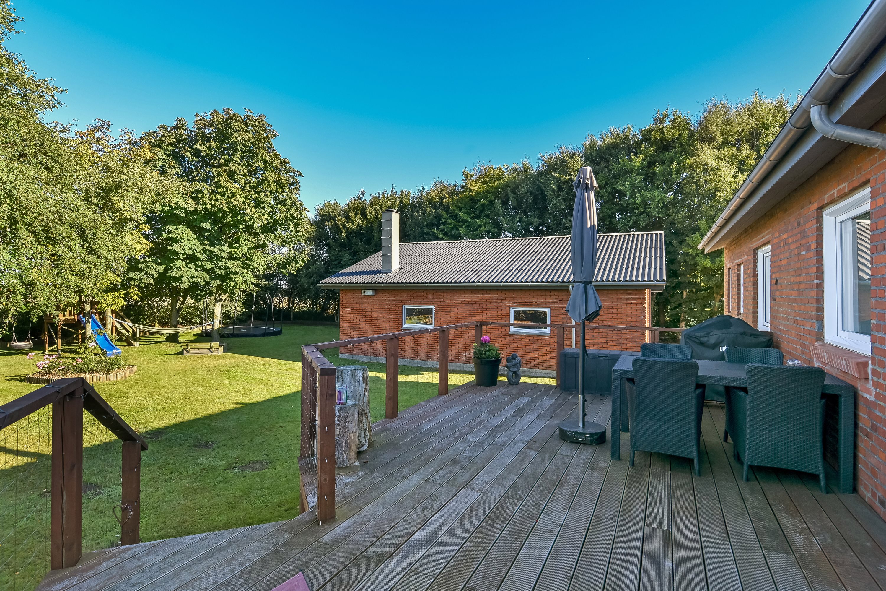 Fremhævet terrasse billede i fuldskærmstilstand. Billede af Klosterhedevej 16, Gudum, 7620 Lemvig