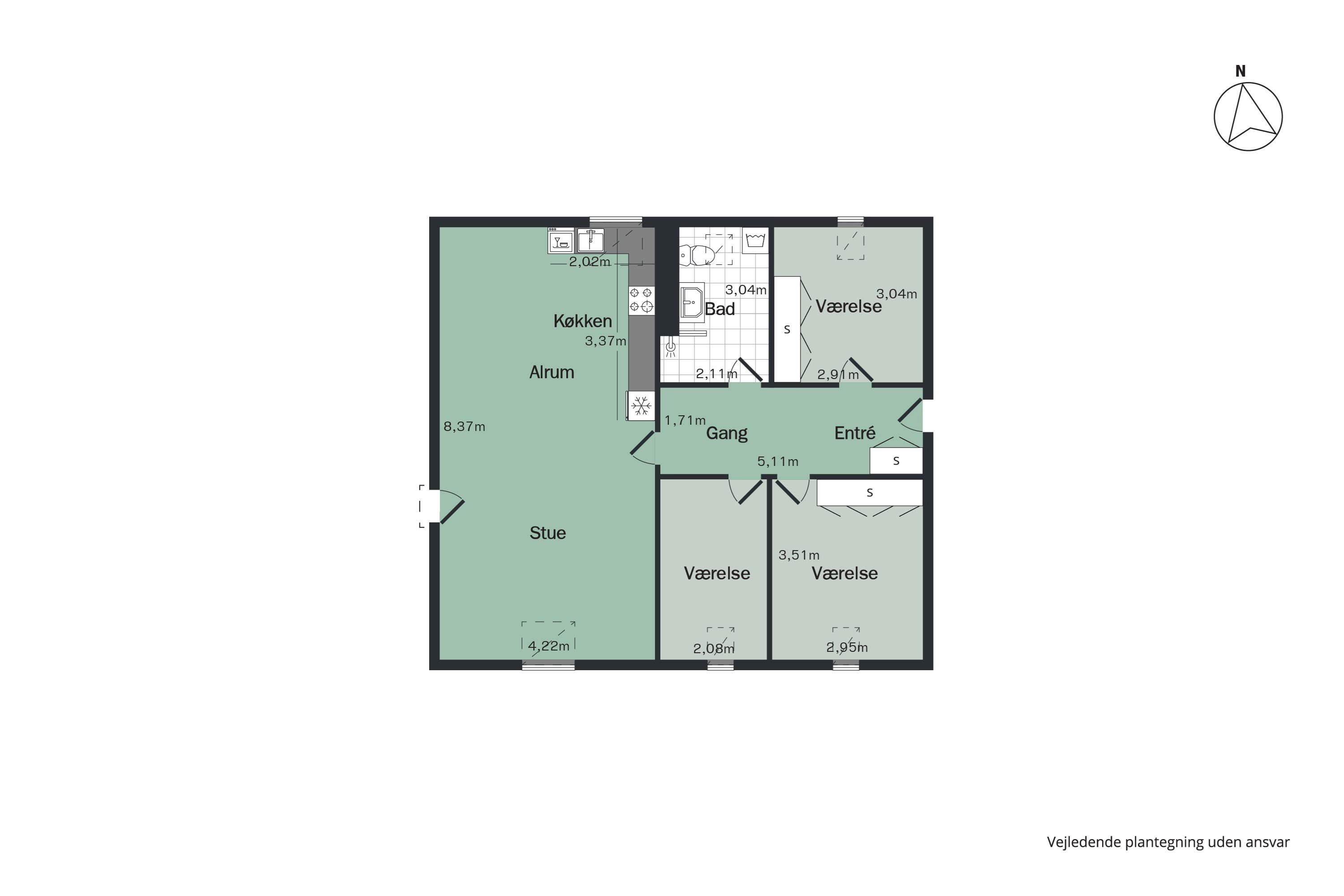 Plantegninger billede af Svalegårdsvej 29, 2. th., 9000 Aalborg