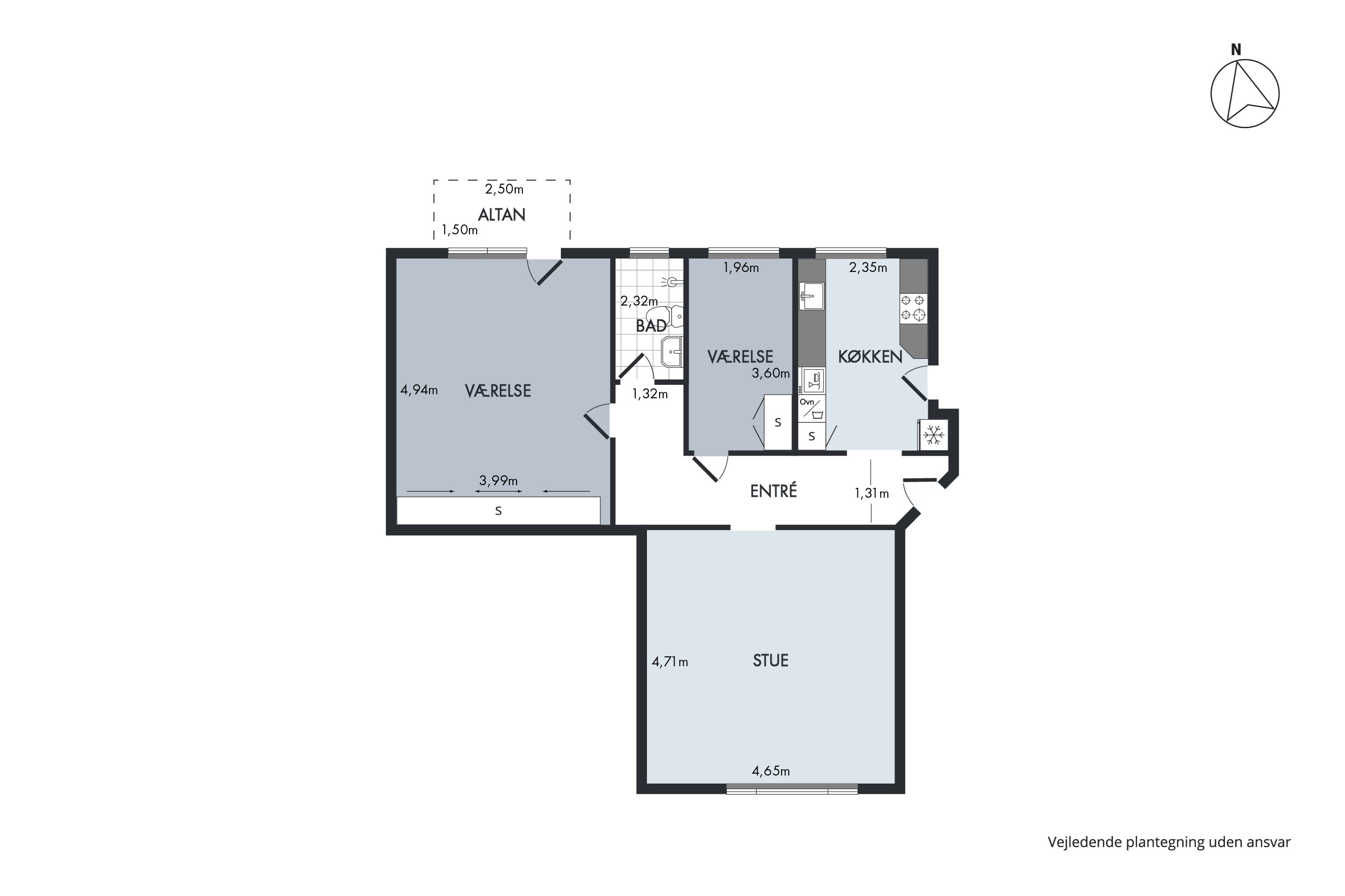 Plantegninger billede af Vestergade 68, 4. tv., 8900 Randers C