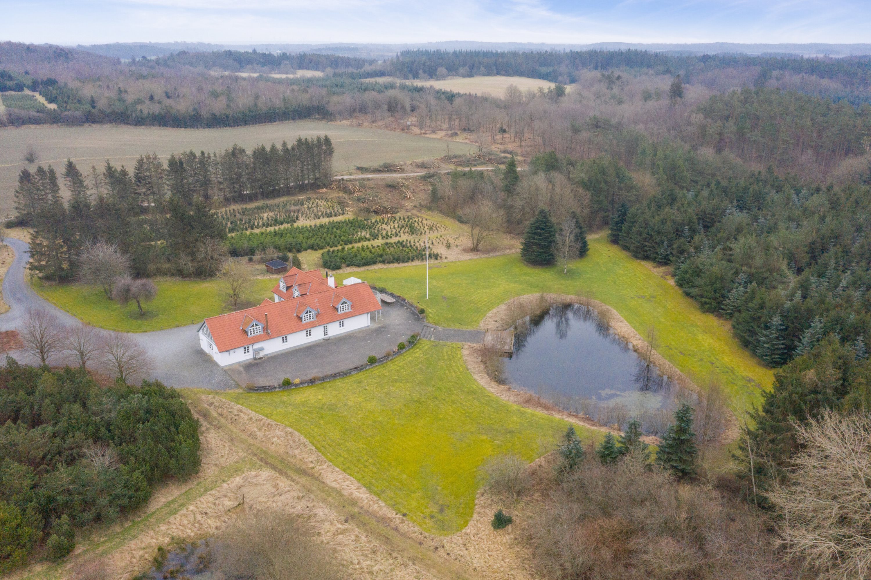 Fremhævet luftfoto billede i fuldskærmstilstand. Billede af Skovhusevej 48, Bælum, 9574 Bælum