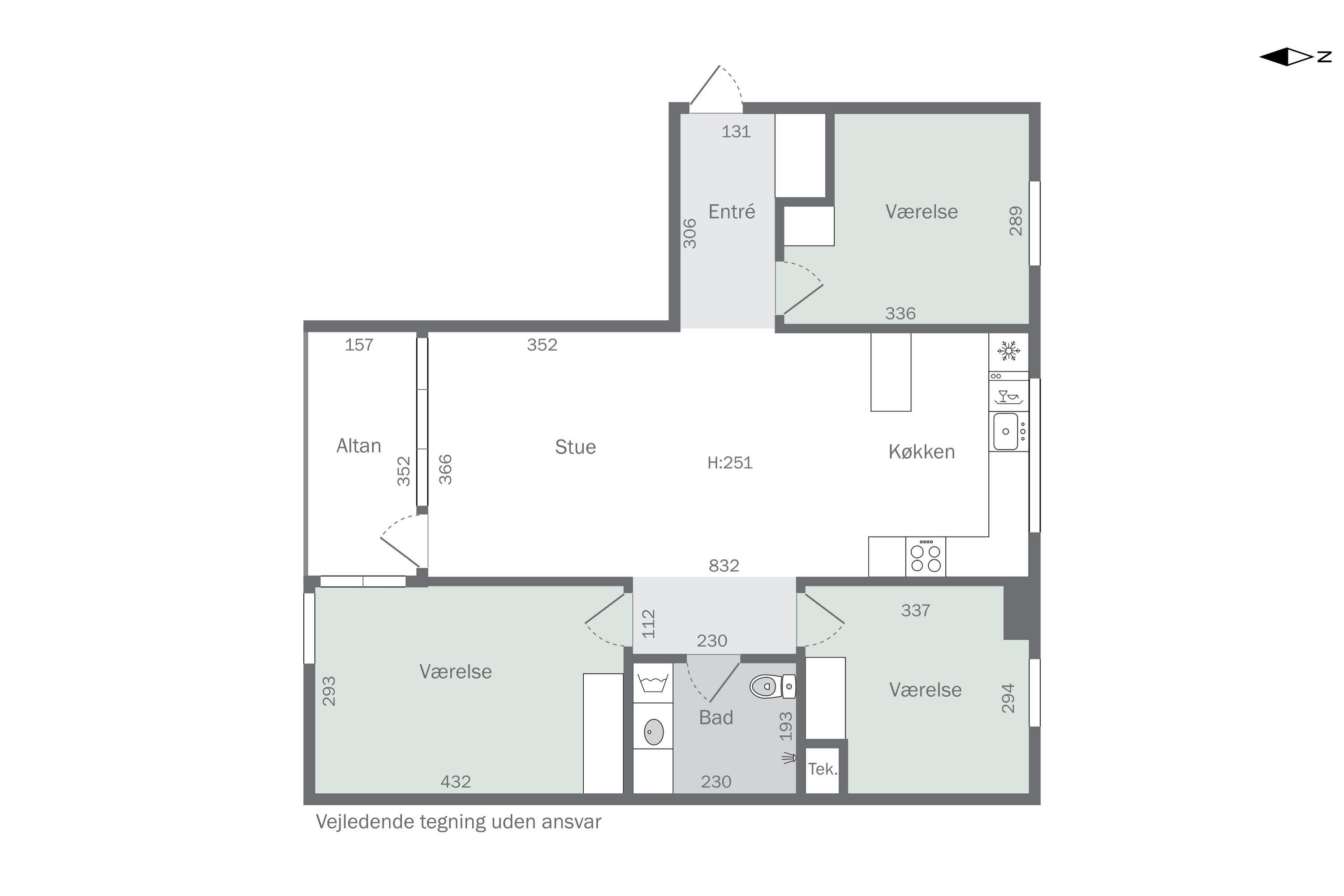 Plantegninger billede af Kystvejen 7B, 1. tv., 4400 Kalundborg
