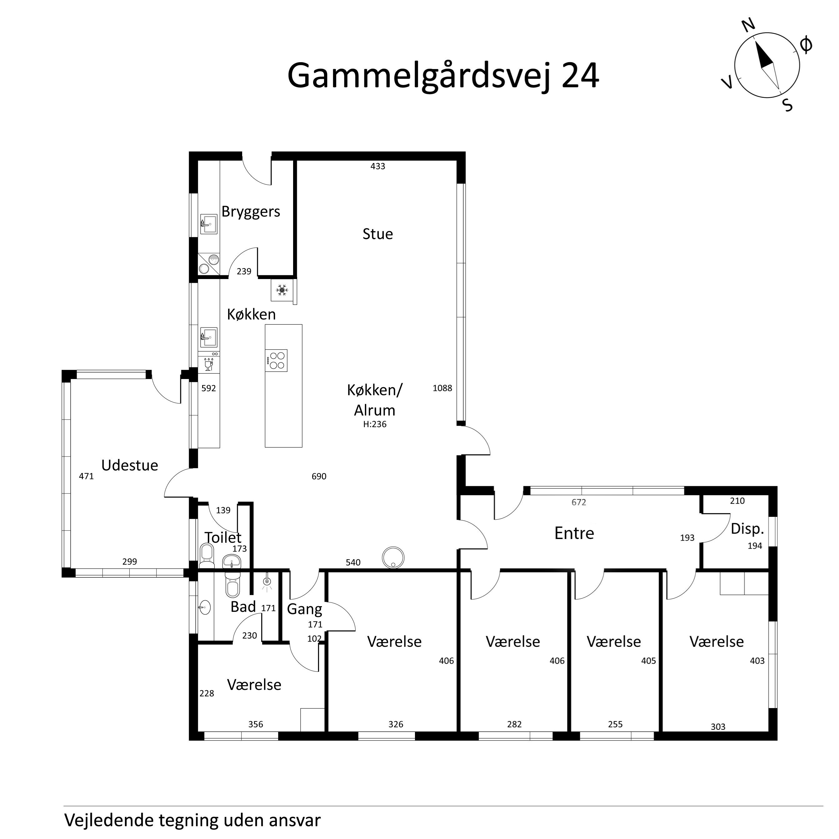 Plantegninger billede af Gammelgårdsvej 24, 7321 Gadbjerg